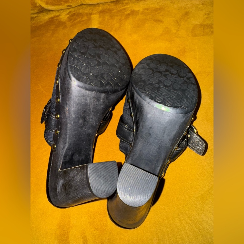 Coach Y2K Womens Willow Mule Studded Signature Logo Black Clogs Heel- Size 9B - Picture 15 of 16